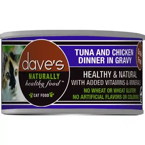 Dave's Cat Food Naturally Healthy Grain-free Tuna & Chicken Dinner In Gravy Canned Cat Food 3-oz