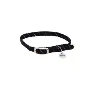 Reflective Safety Stretch Collar With Reflective Charm - Black 3/8" X 10"