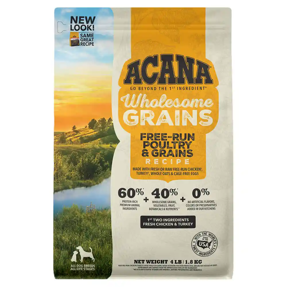 Acana Wholesome Grains Free-run Poultry & Grains Dry Dog Food 4-lb