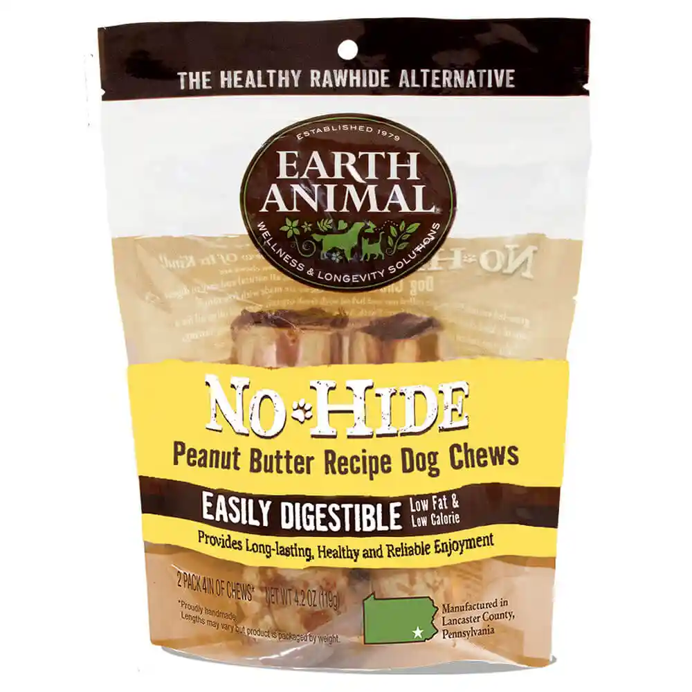 Earth Animal No Hide Peanut Butter Chews Small 2 Pk
