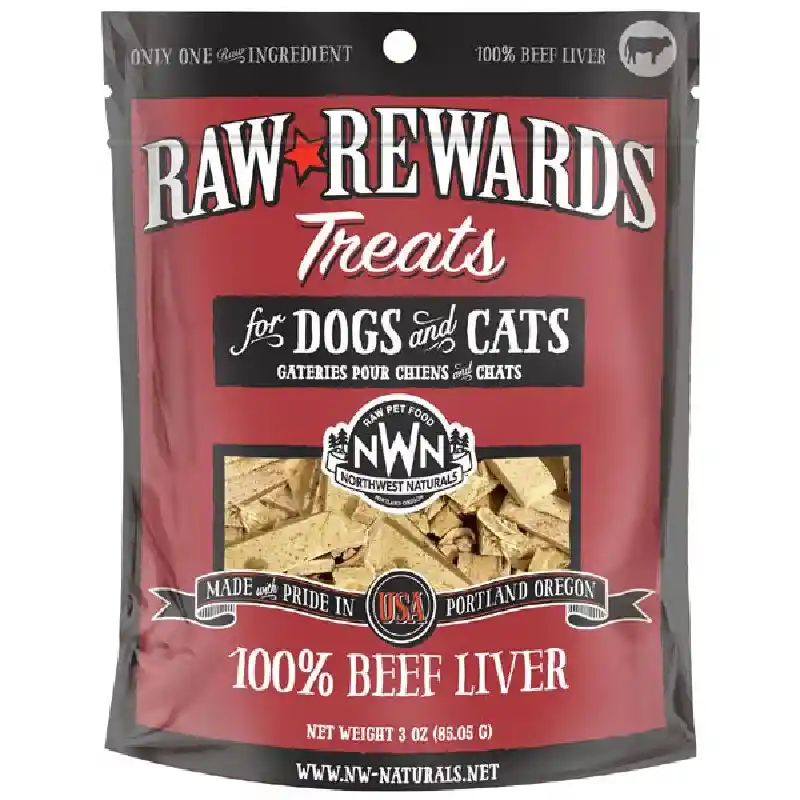 Northwest Nats Raw Rewards Bf Lvr Fd Dog & Cats Treats, 3-oz