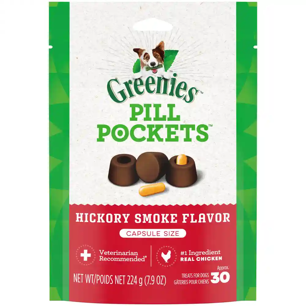 Pill Pockets Dogs Capsule Size Soft Treats Hickory Smoke - 7.9oz Pouch