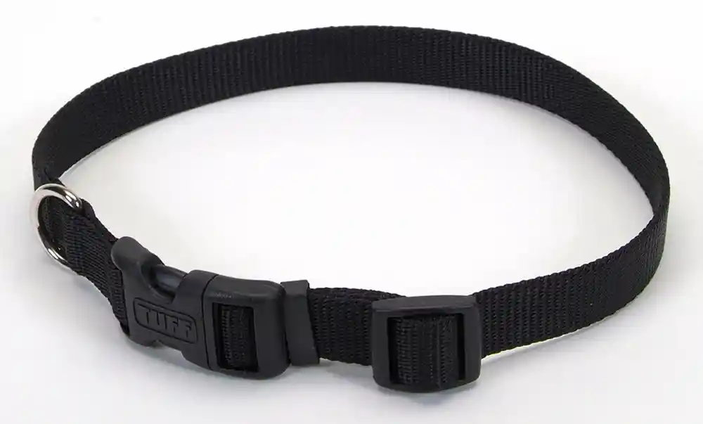 Adjustable Dog Collar With Plastic Buckle - Black Med 3/4" X 14" 20"