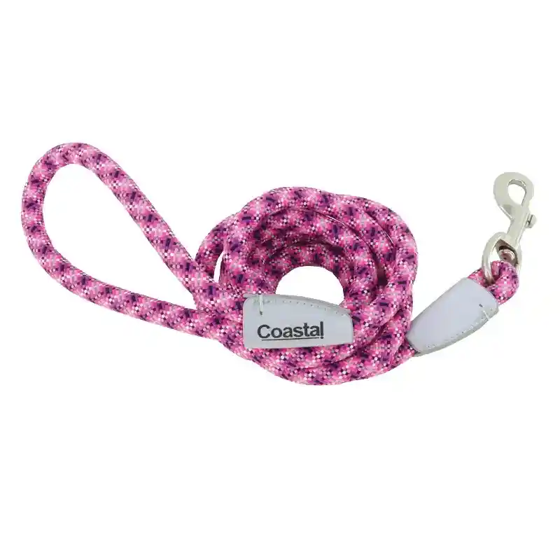 Pro Active Woven Reflective Rope Leash Pixel Pink