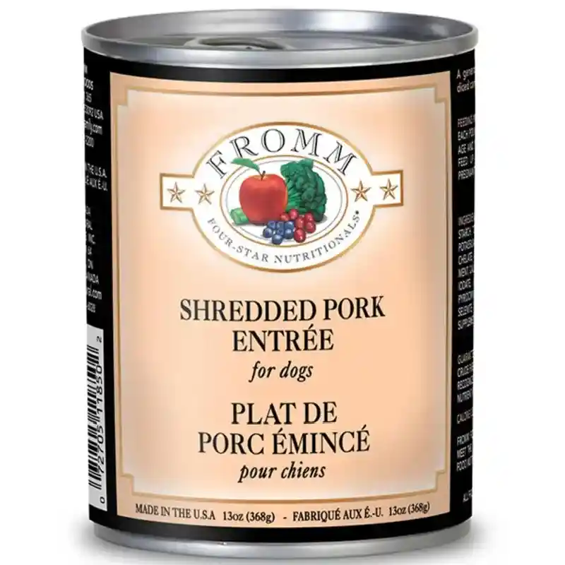 Four Star Grain Free Shredded Pork In Gravy Entree Canned Dog Food 13-oz