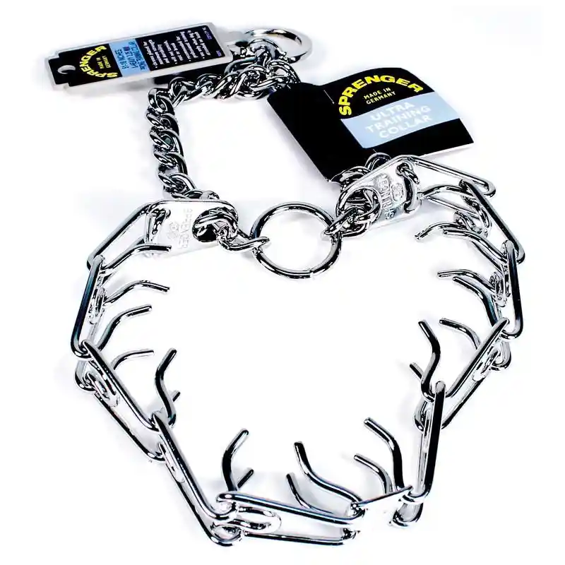 Ultra Plus Prong Dog Training Collar -chrome 3.25mm X 20" Neck Size 23" Chain Length
