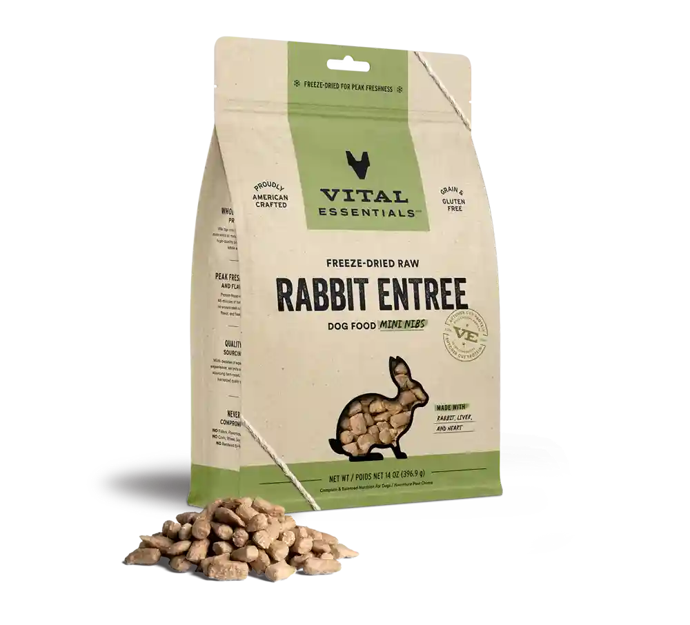Freeze-dried Raw Rabbit Entree Dog Food Mini Nibs - 14oz