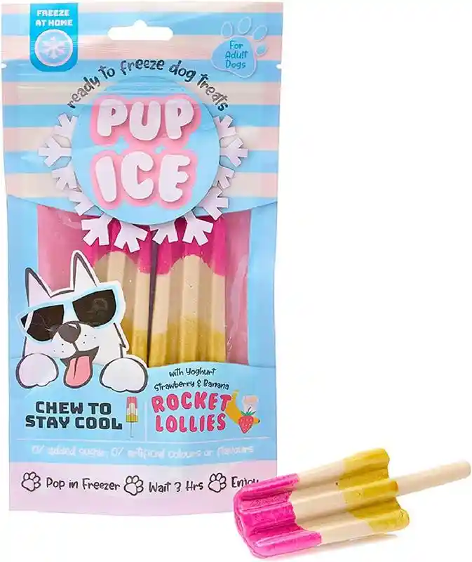 Pup Ice Rocket Lollies Strawberry/bana 2 Pk