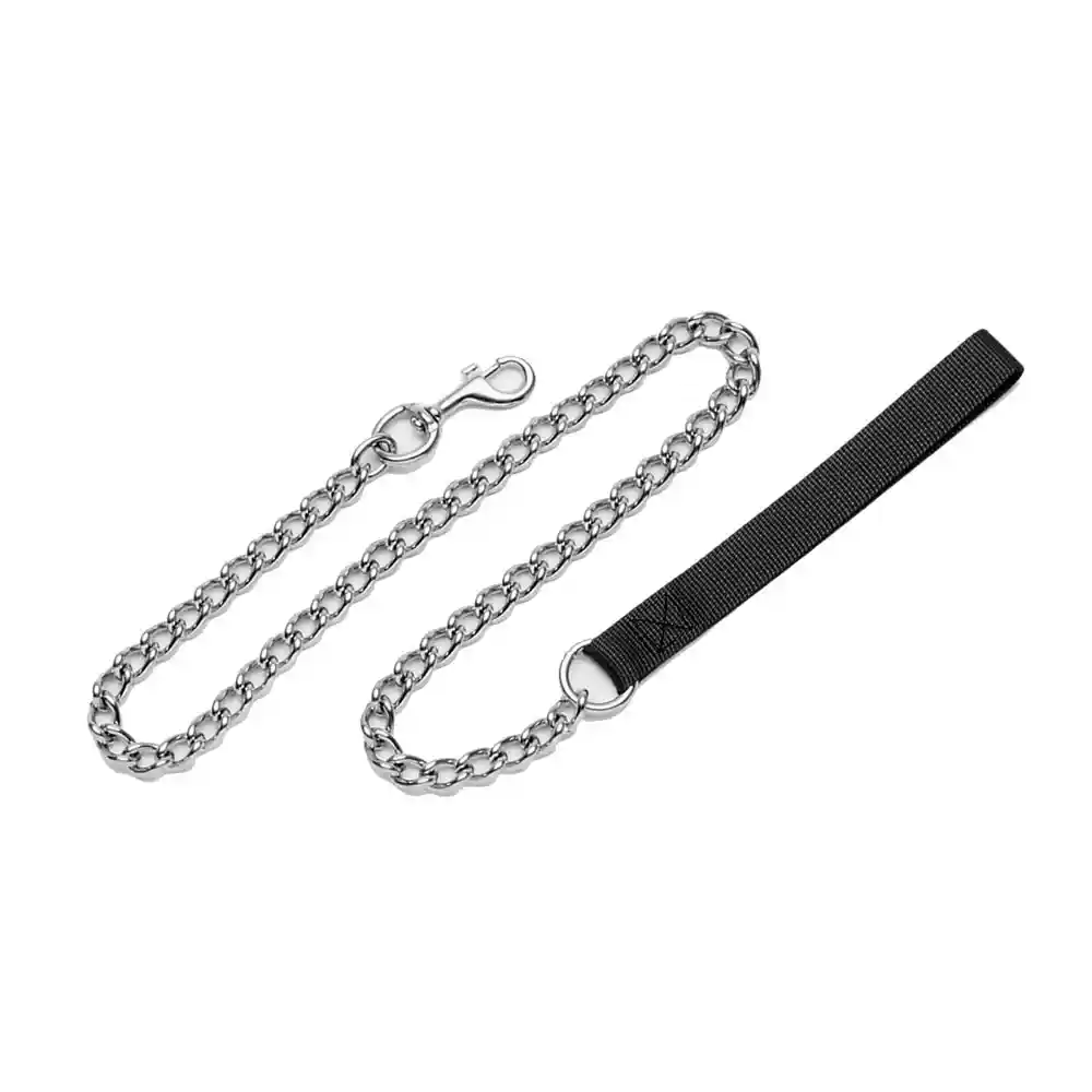 Coastal - Titan Chain Leash W/ Blk Nylon Handle Heavy 4 Foot Blk