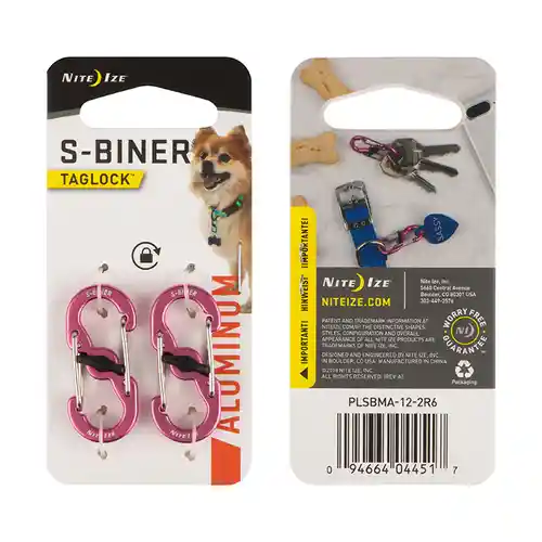 ALUM S-BINER TAGLOCK 2PK PINK