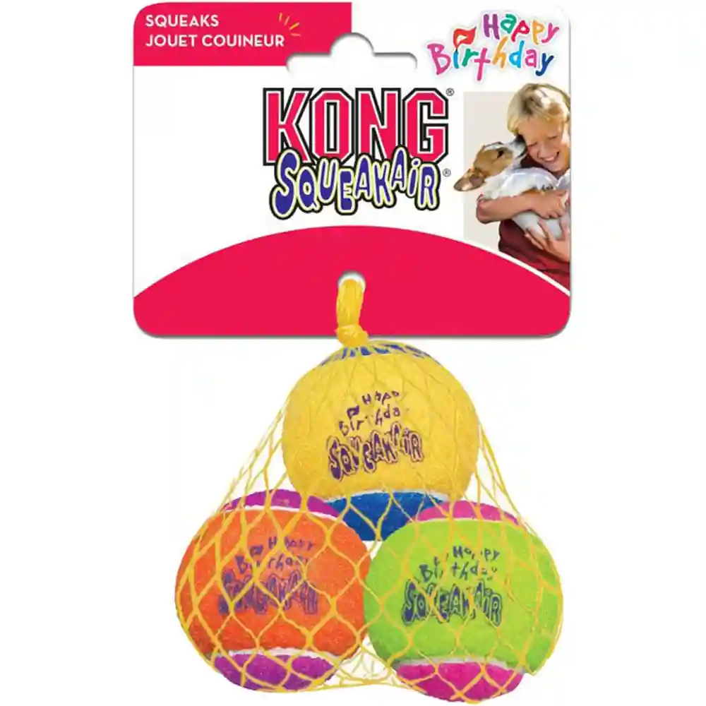Kong Air Dog Tennis Ball Medium Bday 3 Pk