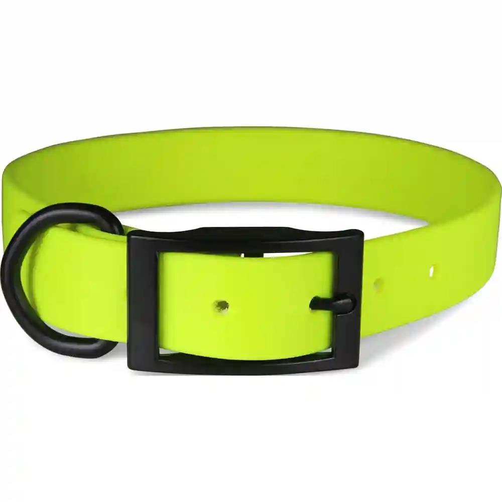 Zeta Biothane Dog Collar W/ Blk Hardware Neon Yellow 1 X 26
