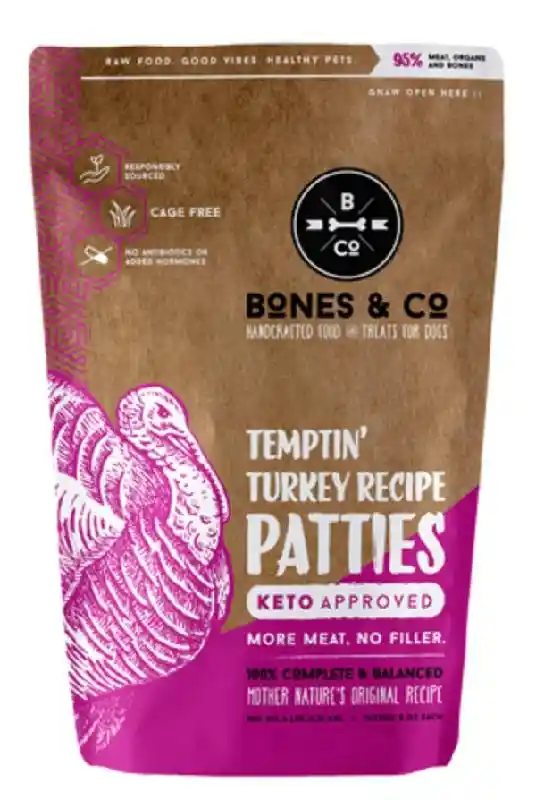 Bones & Co Dog Frozen Grain Free Patties Turkey 6lb