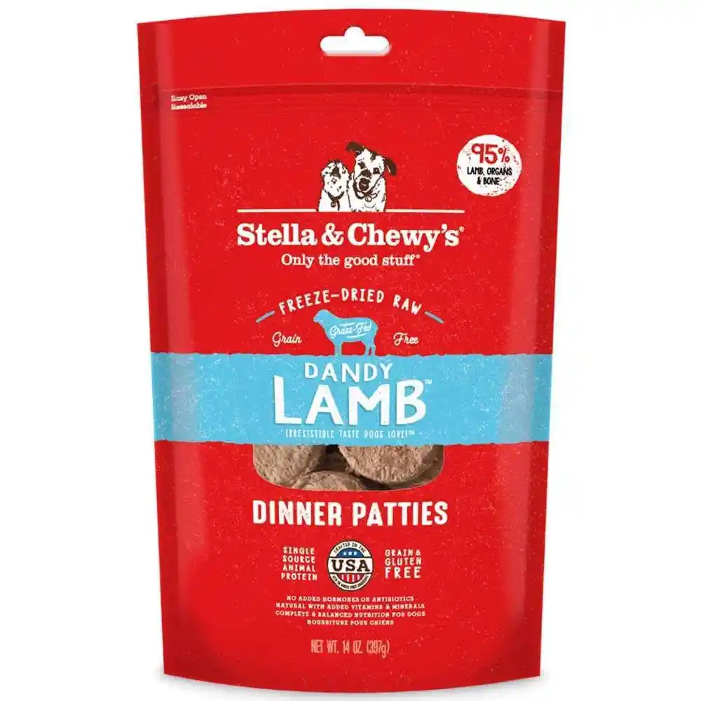 Dinner Patties Dandy Lamb Grain Free Freeze Dried Raw Dog Food 14-oz