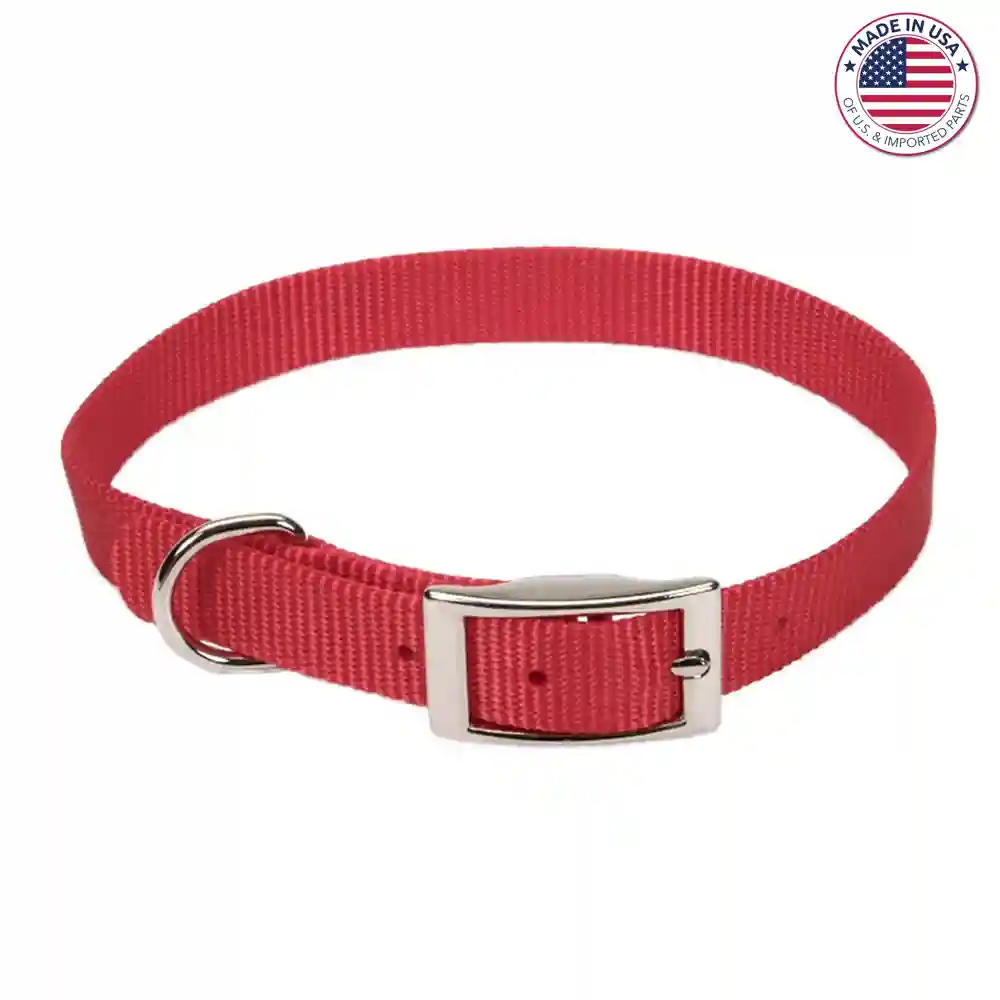 Single Ply Dog Collar - Red Med 5/8" X 16"