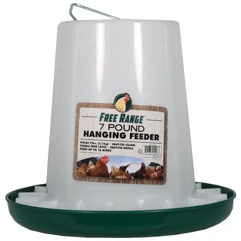 Free Range Plastic Hanging Poultry Feeder Green/white 7-lb