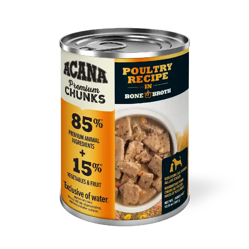Acana Premium Chunks Poultry Recipe Bone Broth Wet Dog Food 12.8-oz