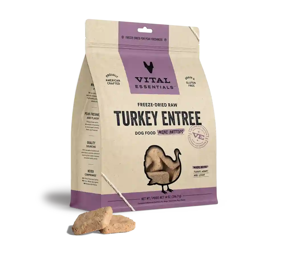 Freeze-dried Raw Turkey Entree Dog Food Mini Patties - 14oz