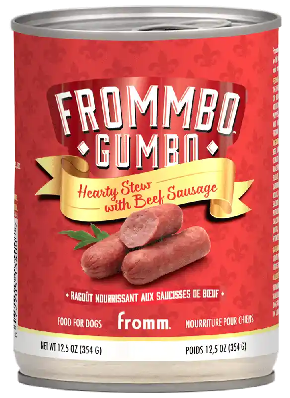 Fromm Dog Can Frommbo Gumbo Stew Beef Sausage 12/12.5 Oz