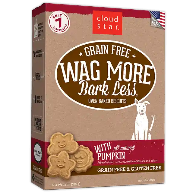 Wag More Bark Less Oven Baked Grain Free Pumpkin Dog Treats 14-oz