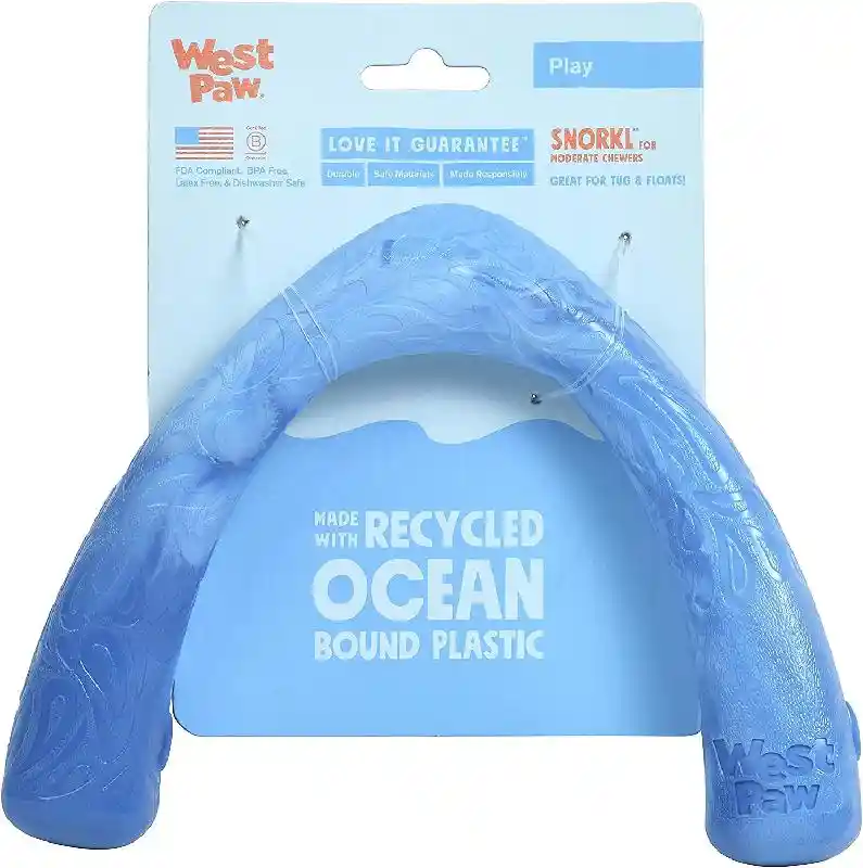 West Paw Recycled Ocean Plastic Toy - Snorkl Tug - Blue