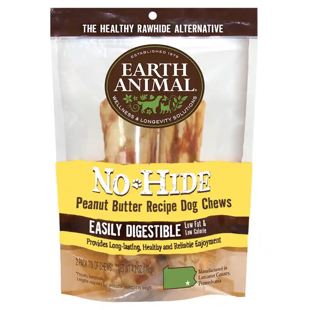 Earth Animal No Hide Peanut Butter Chews Medium 2 Pk