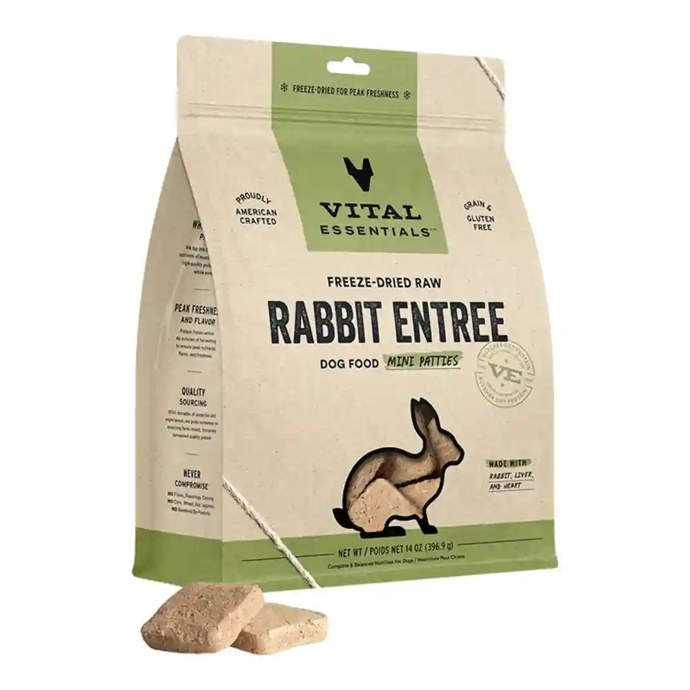 Freeze-dried Raw Rabbit Entree Dog Food Mini Patties - 14oz