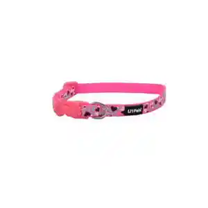 Reflective Dog Collar - Pink Heart Reflective 3/8" X 06"-08"