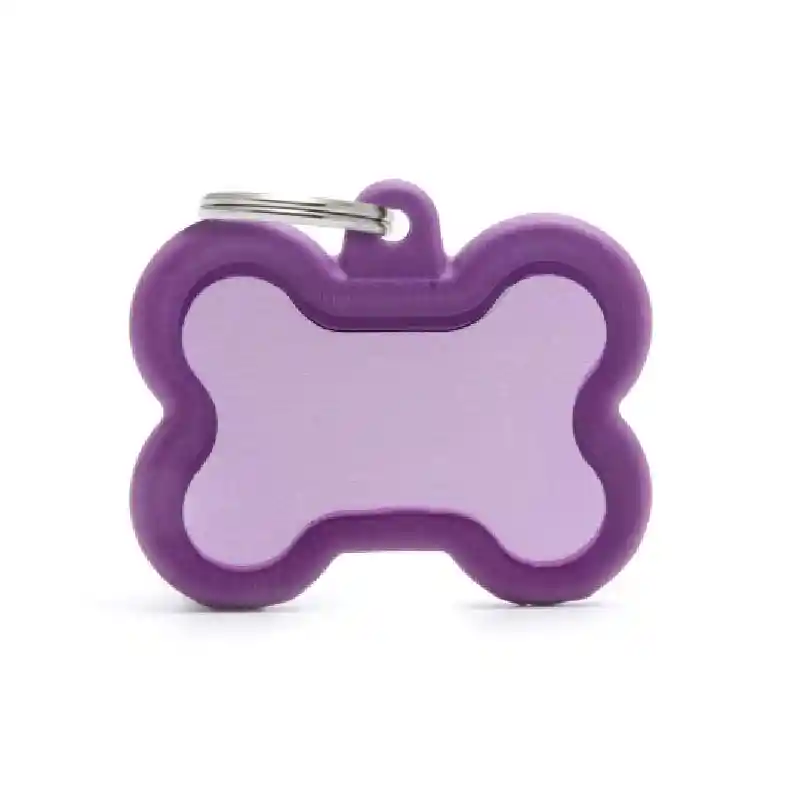 HushTag Lg Purple Bone Tag W/ Purple Rubber