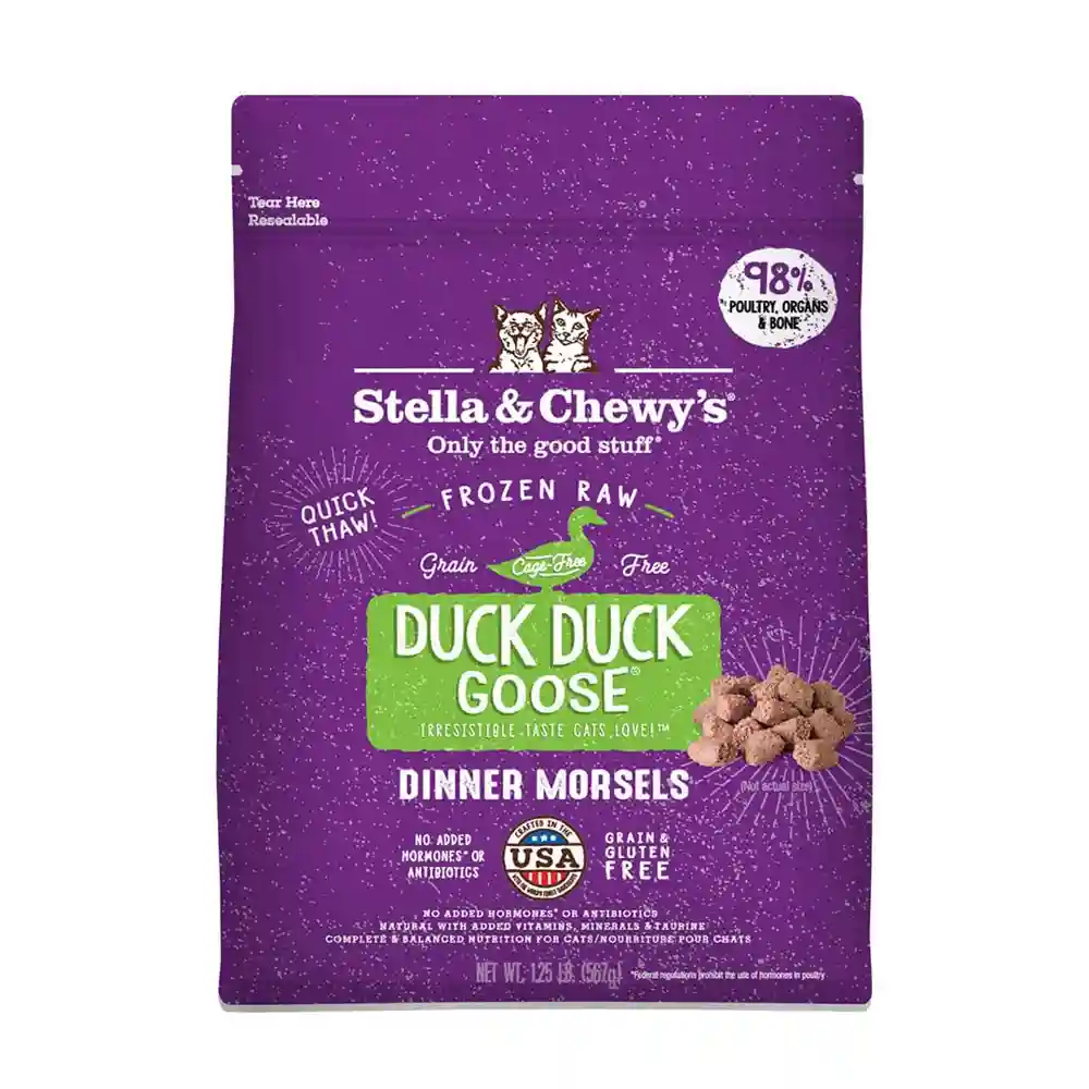 Dinner Morsels Duck Goose Frozen Raw Cat Food 1.25-lb