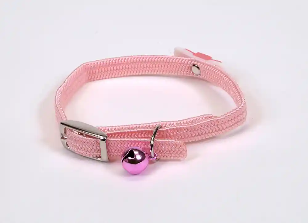 Elasticized Safety Kitten Collar - With Jeweled Bow -pink 3/8" X 8"