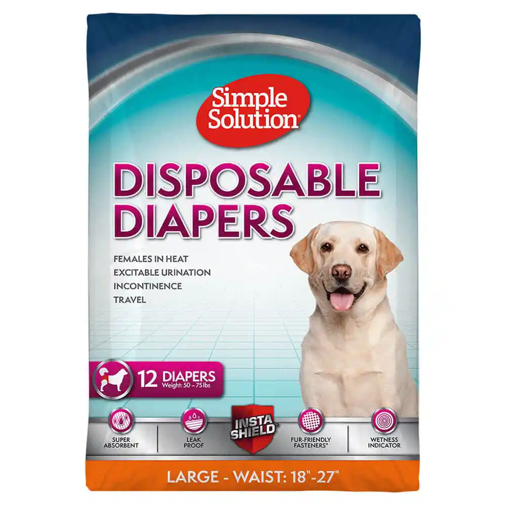 Simple Solution Disposable Dog Diapers Large 12-pack