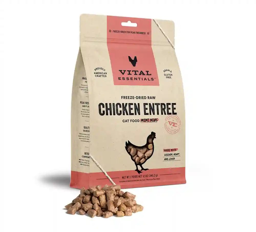 Freeze-dried Raw Chicken Entree Cat Food Mini Nibs - 12oz