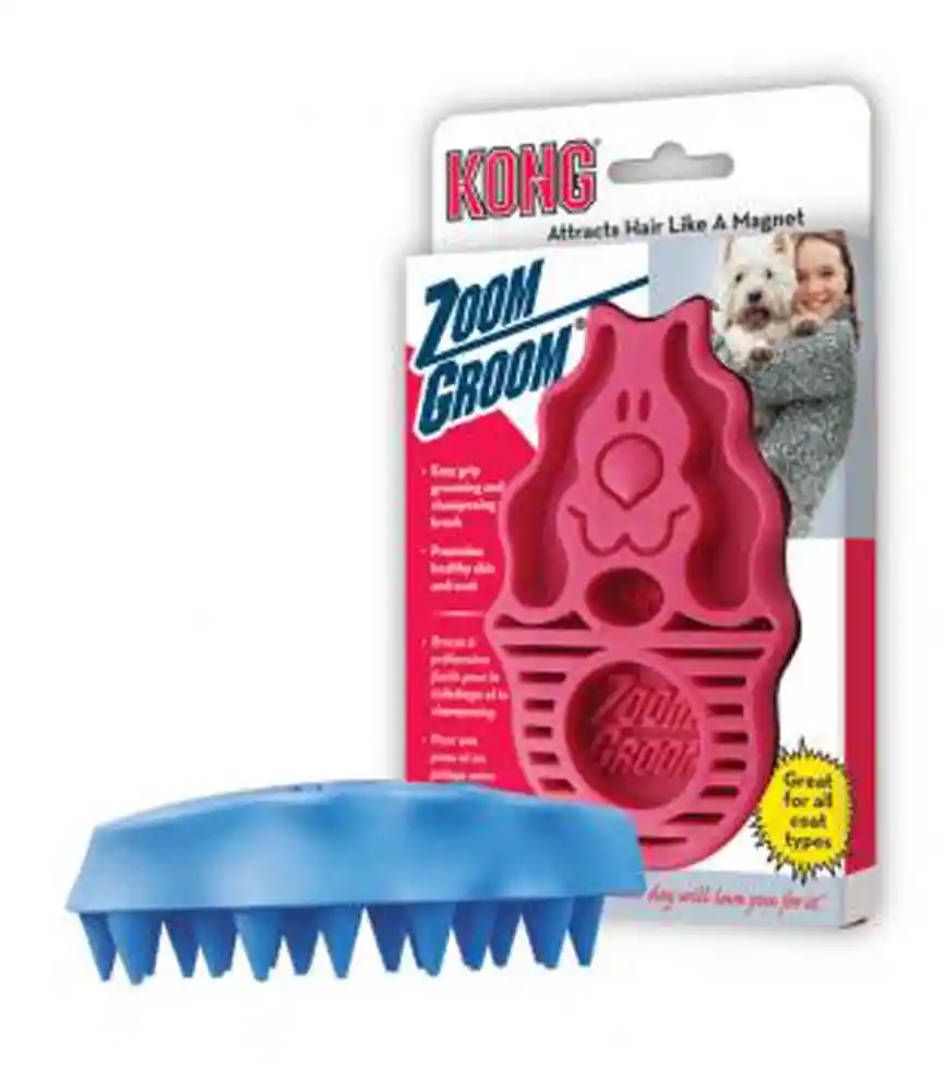 Kong Zoom Groom Rubber Brush Raspberry