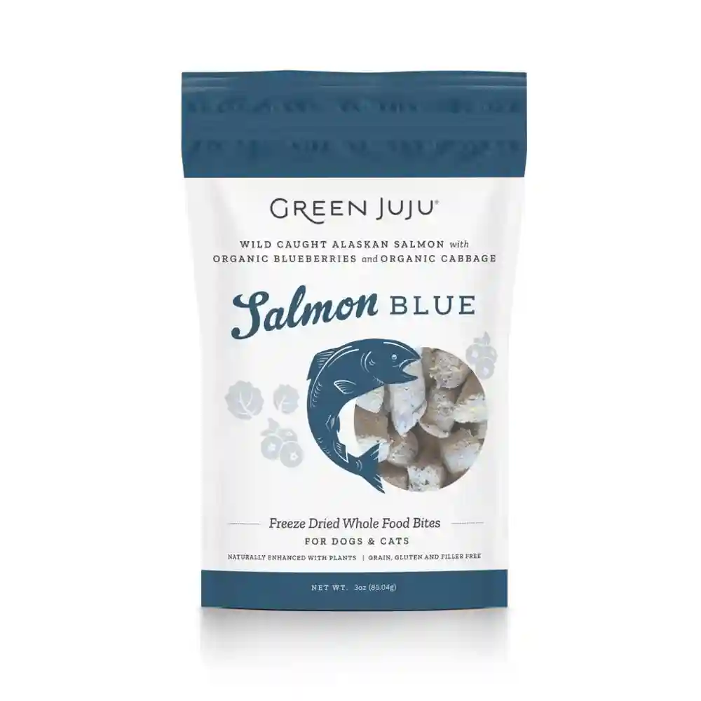 Green Juju Salmon Blue Freeze-dried Whole Food Bites For Dogs & Cats 3-oz