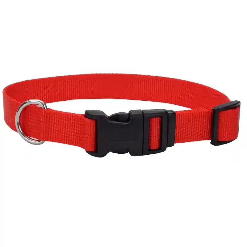 Adjustable Dog Collar With Plastic Buckle - Red Lrg 1" X 18" 26"