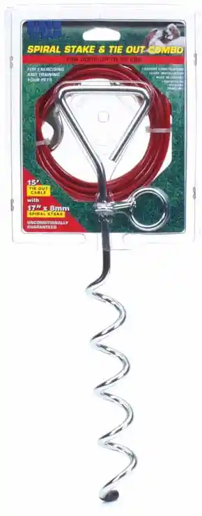 Dog Stake And Cable Tie Out Combos Red - 15' Large