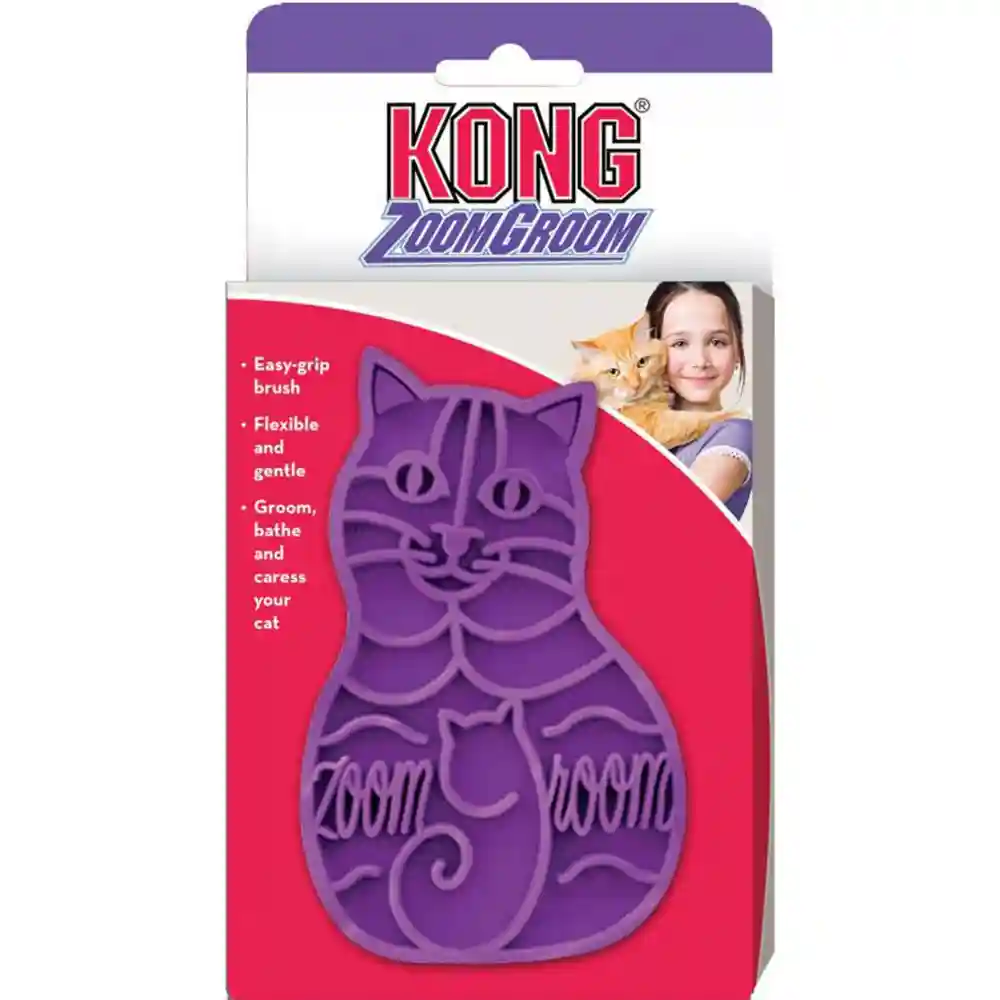 Kong: Zoom Groom Rubber Brush Purple/cat
