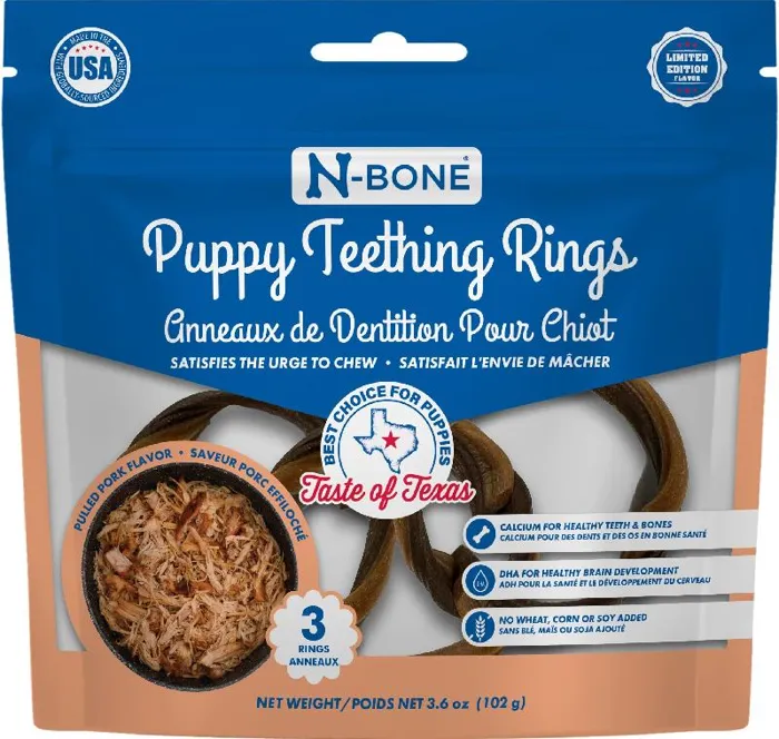 N-bone Puppy Teething Rings Taste Of Texas Pulled Pork Flavor 3 Count