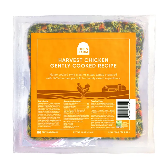 Open Farm Frozen Gently Cooked Harvest Chicken Recipe 16-oz