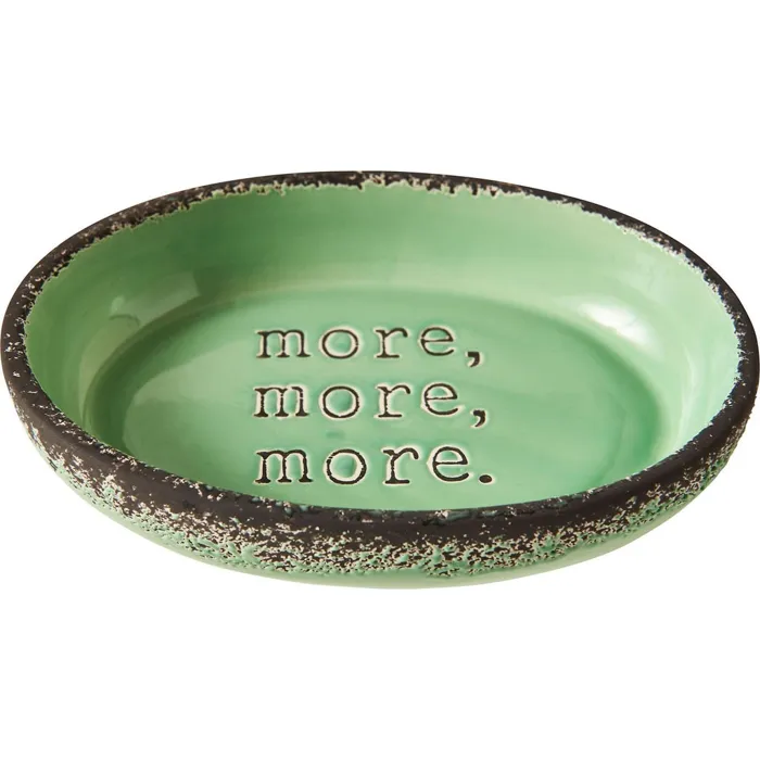 Spot More More Stoneware Cat Dish Green 6-in