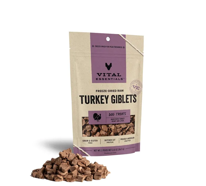 Vital Essentials Dog Treat Fd Turkey Giblets 2-oz