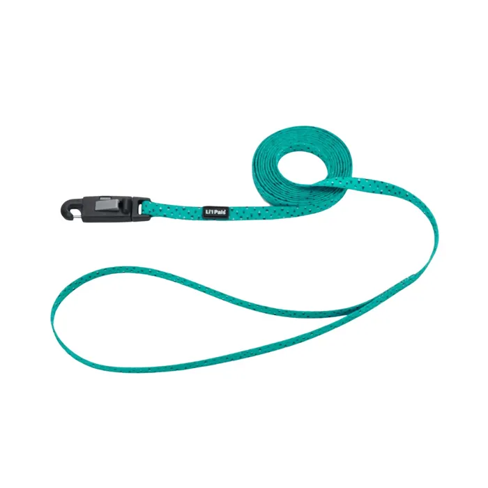 Li'l Pals Teal and Grey Diamonds leash, 6-foot front view