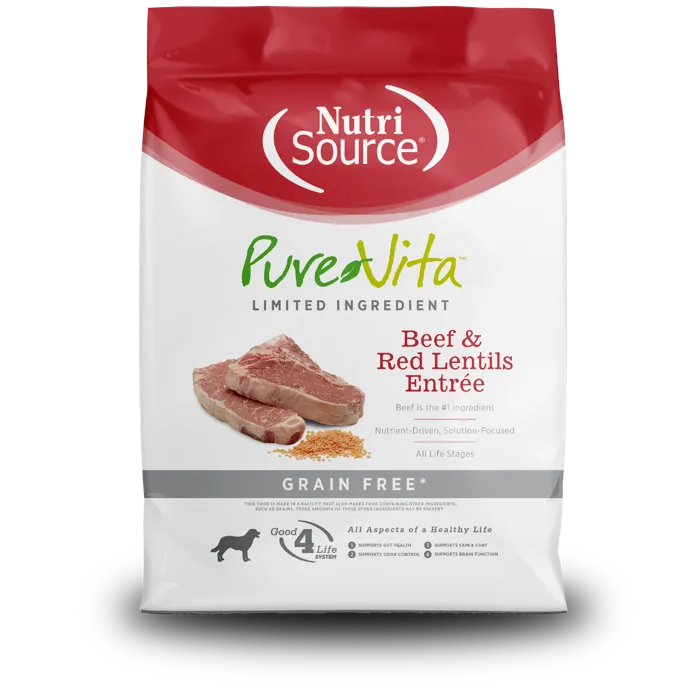 PureVita Beef & Red Lentils 12 lb front bag