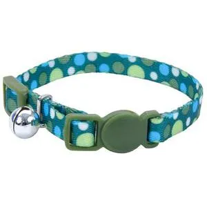 Adjustable Breakaway Kitten Collar - Green Dots 5/