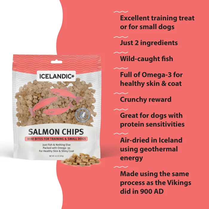 Icelandic+ Dog Treat Salmon Fish Chips Small Dog 2.5oz Bag