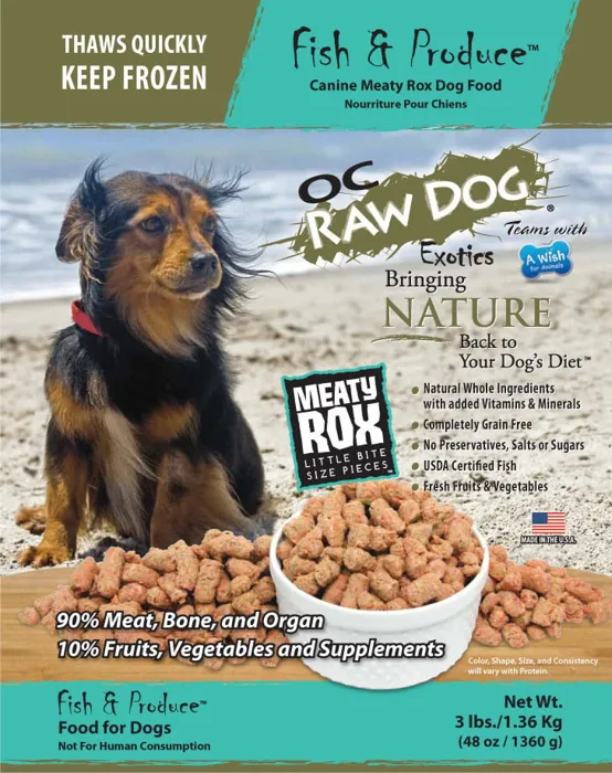 Oc Raw Frozen Fish & Produce Meaty Rox For Dogs 3-lb