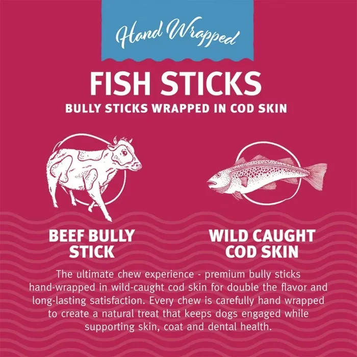 Icelandic+ Bully Stick Wrapped Fish Skin 6" 5-pk