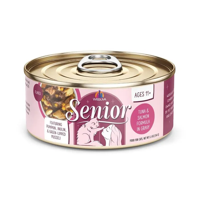 Weruva Senior Tuna & Salmon 5.5 oz can, front view