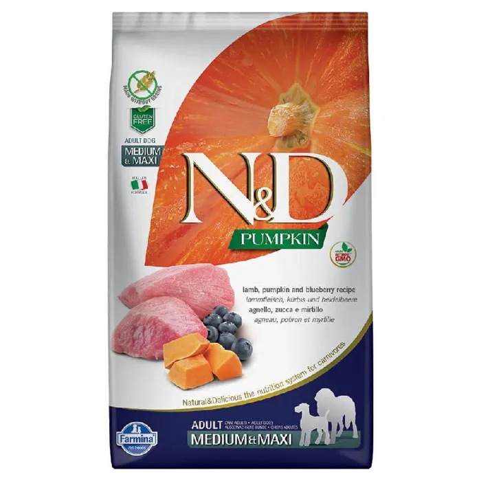 Farmina N&d Pumpkin Lamb & Blueberry Adult Medium & Maxi Dog Dry Food 26.4-lb